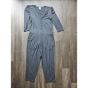 Anthropologie HD in Paris Fidelia Knit Jumpsuit Gray Size‎ L Pleated Soft